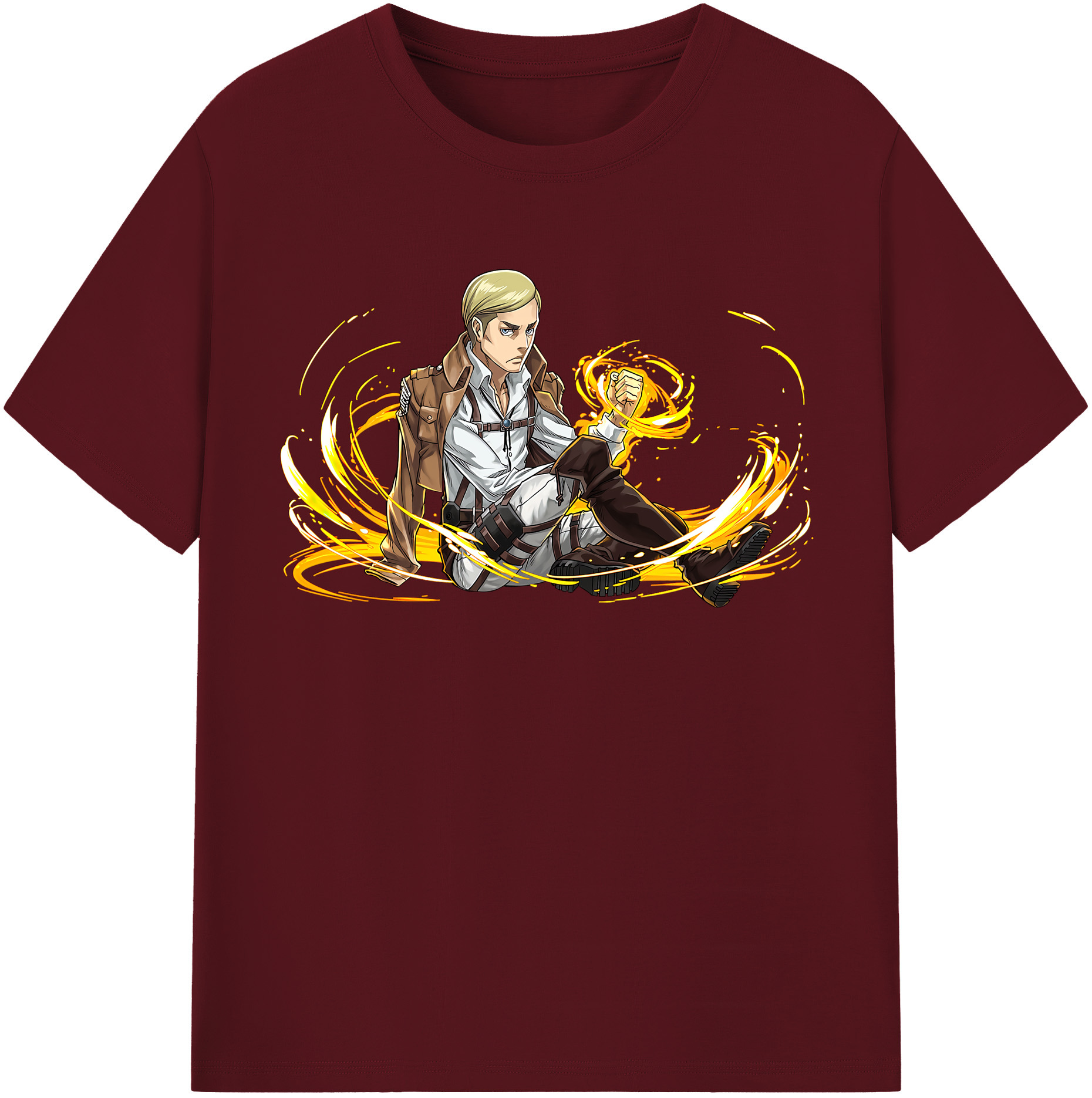 （画像用） 進撃の巨人 エルヴィン・スミス Attack on Titan Erwin Smith 綿100％半袖Tシャツ（フロントプリント）